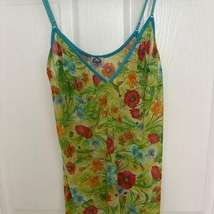 VERY RARE Dolce & Gabbana green mesh floral detail tank SZ XS